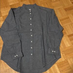 Women's Dark Gray/Blue Button-Down Mandarin Collar Shirt